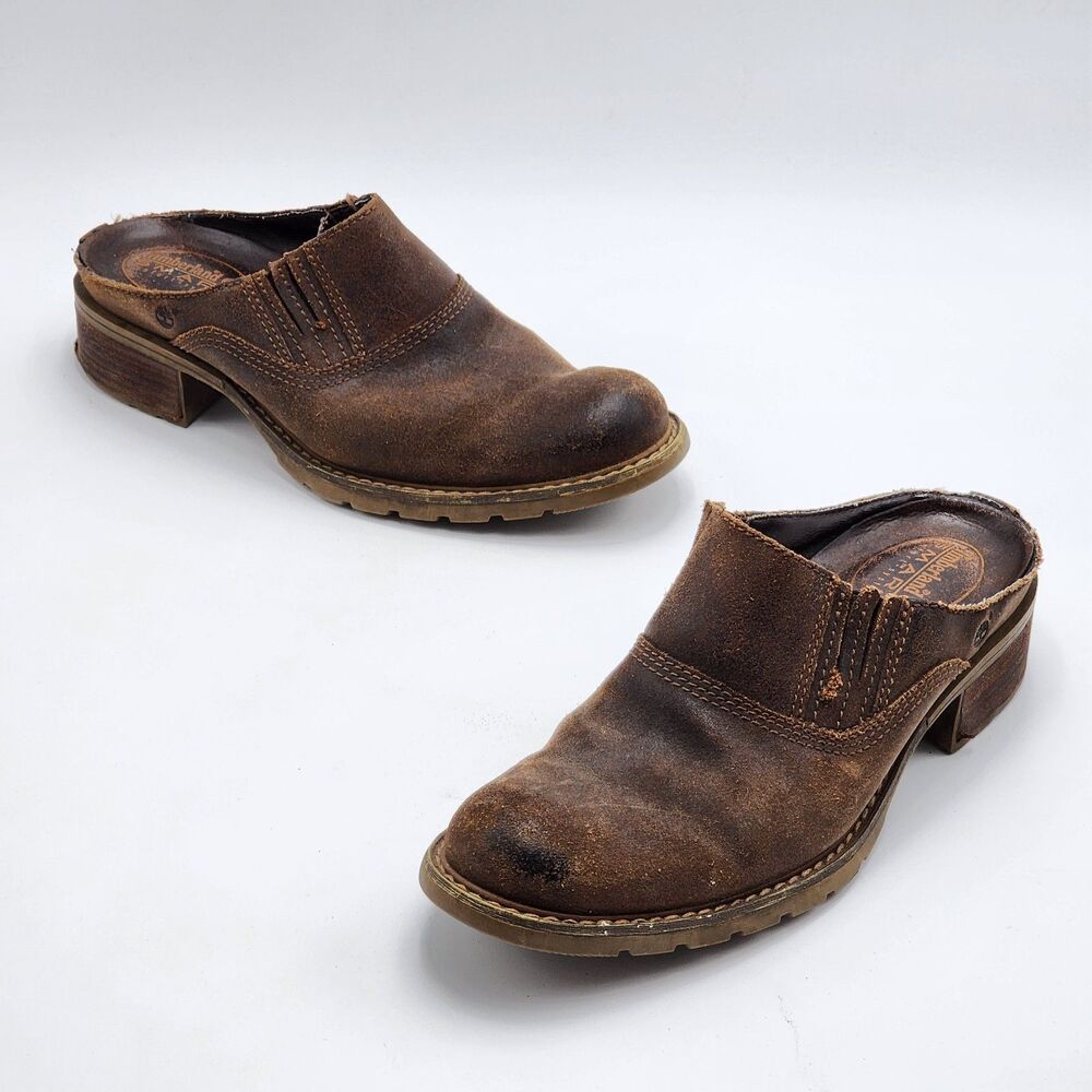 Timberland Smart Leather Slip On Mule Clogs Shoes Size 8.5